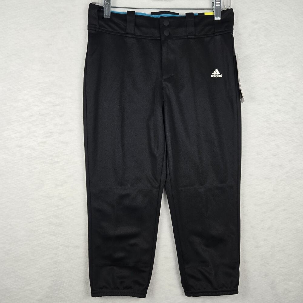 NWT Adidas Softball Pants Girls L Y13-14 Black Stretch Sporty Uniform Classic